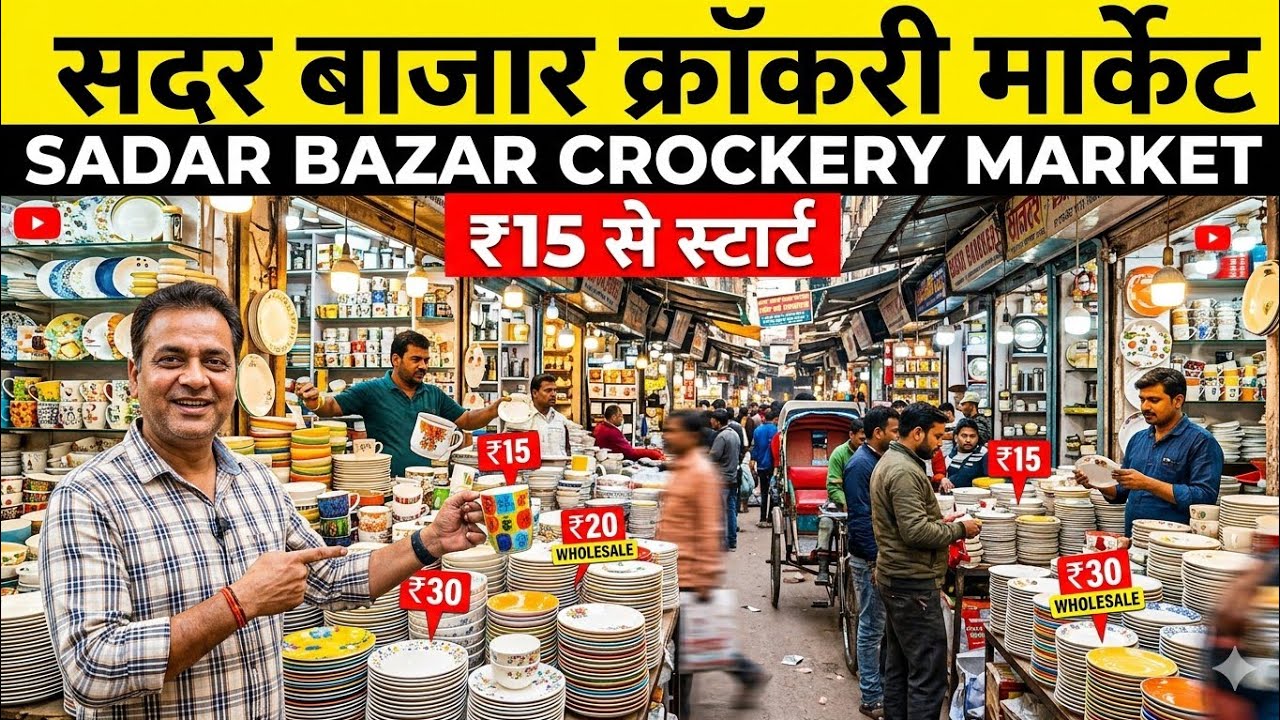दिल्ली क्रॉकरी थोक बाजार | crockery wholesale market in delhi | cheapest crockery items 