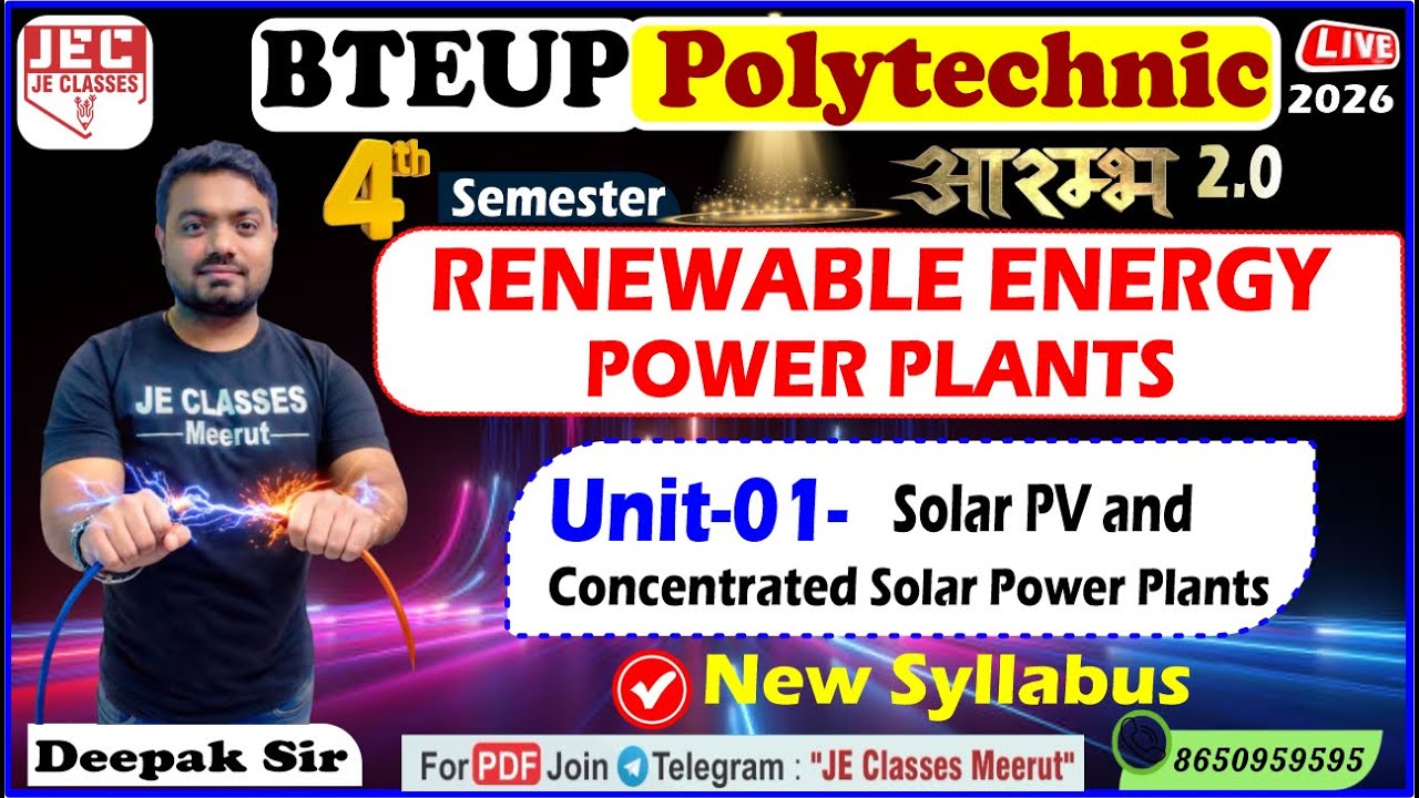 🔥01 Renewable Energy Power Plants Electrical Engineering UPBTE 4th Semester आरम्भ बैच 2.0 || JEC