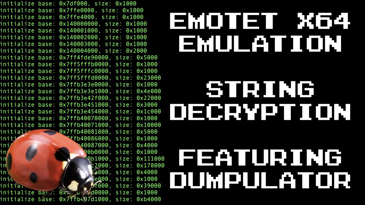 Эмуляция Emotet 64-bit и расшифровка строк с помощью Dumpulator [Twitch Clip]