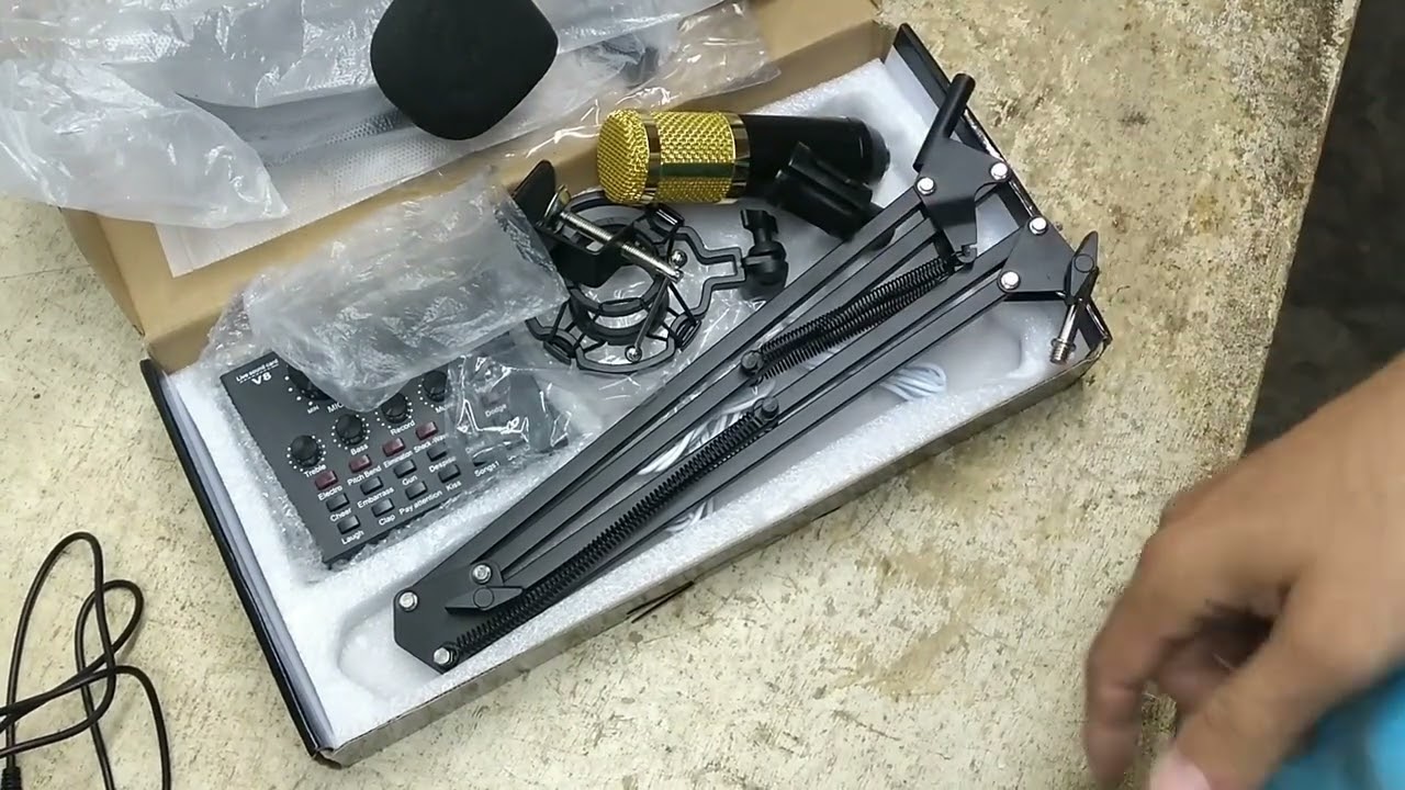 Unboxing e Review do kit Microfone BM800 Xlr P2 com mesa live sound card V8 sem phantom power