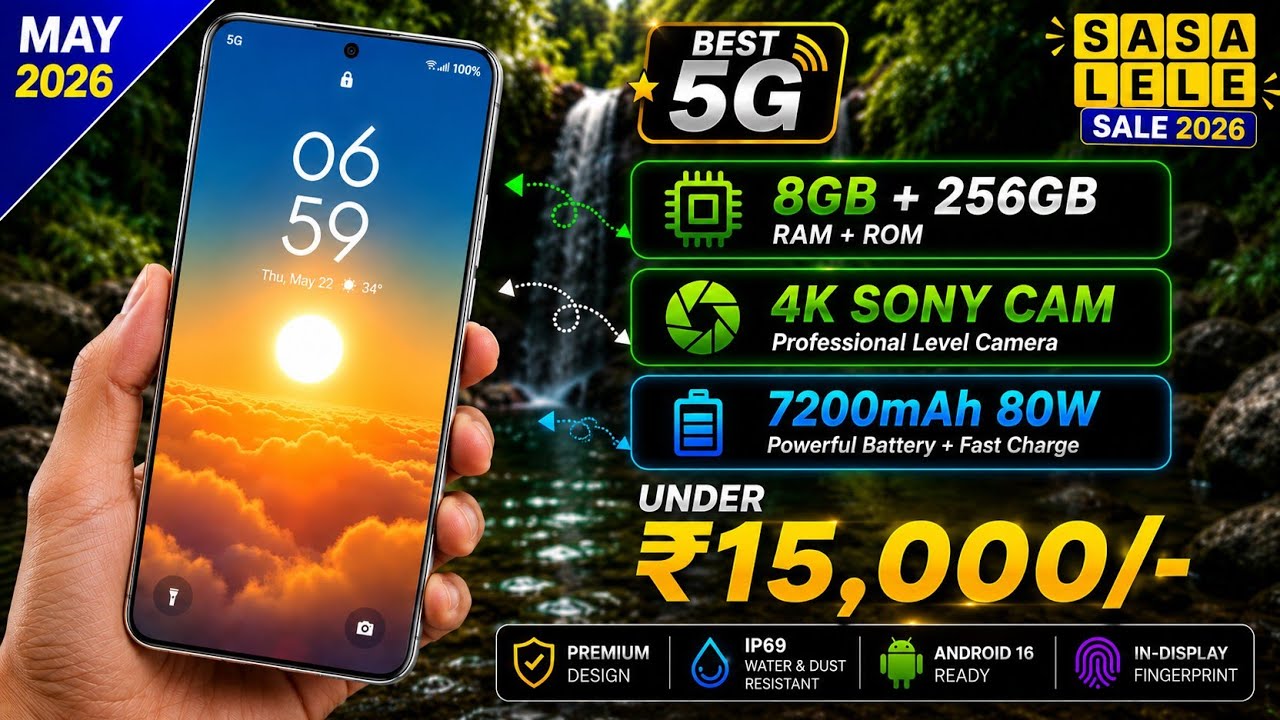 Top 5 Best Smartphones Under ₹15,000 in May 2026 | Camera + Gaming + 5G🔥