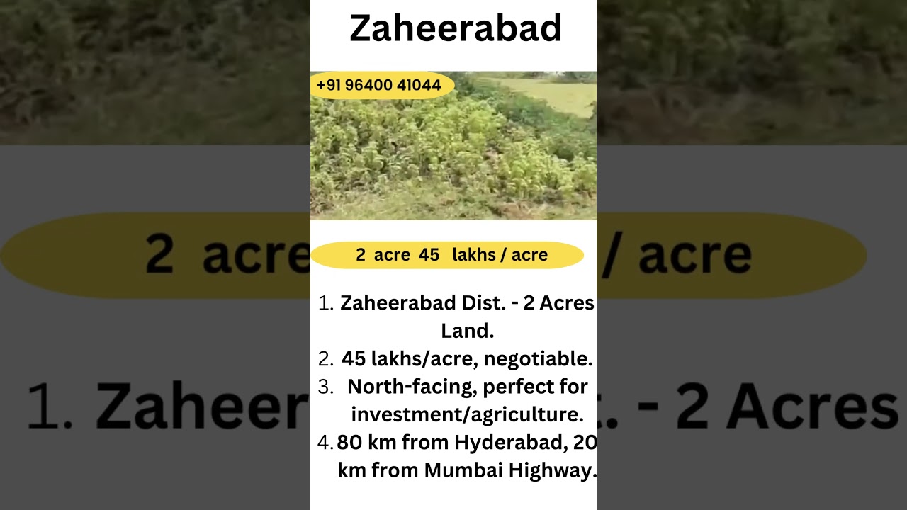 "2 Acres Land in Zaheerabad District | Ideal for Investment & Agriculture"