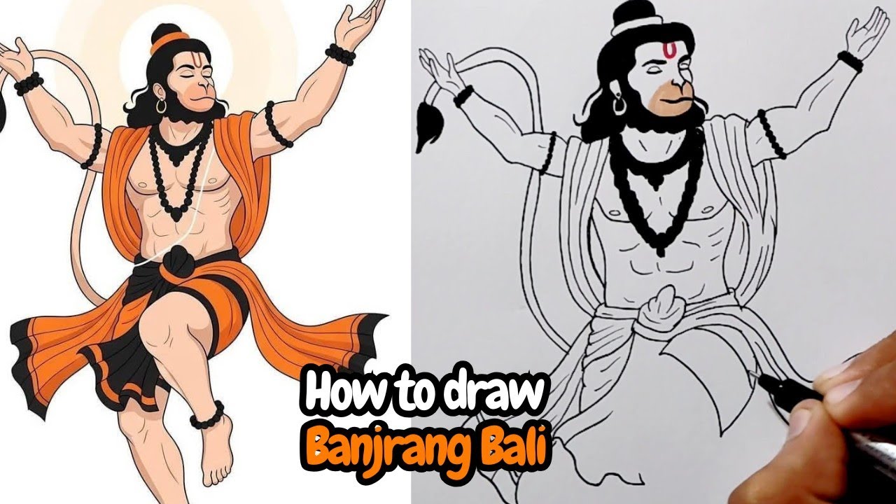 How To Draw Bajrangbali Drawing | Hanuman ji Drawing Easy Tutorial | Bajrangbali easy Drawing