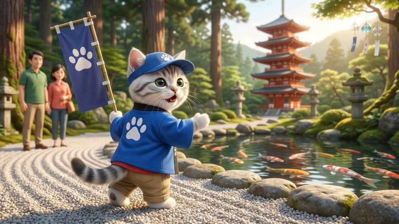 ご案内しまーす!!名所を巡る新人ガイドさん!!ねこの一日に密着🐱🚩