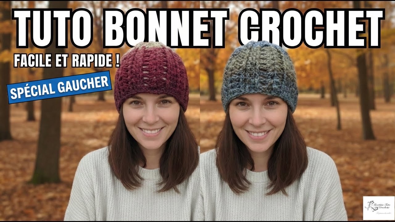 Bonnet au crochet spécial gaucher @AlextitiaTutoCrochet
