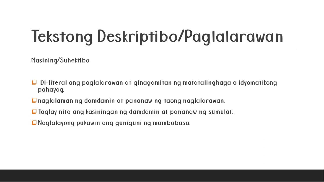 Tekstong Deskriptibo