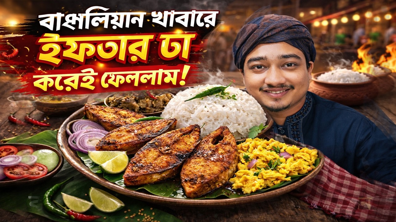 বাঙালিয়ান খাবারে ইফতার টা করেই ফেললাম! ৫ রকমের ভর্তা ও ইলিশ ভাঁজা! Farabi Chowdhury Vlog