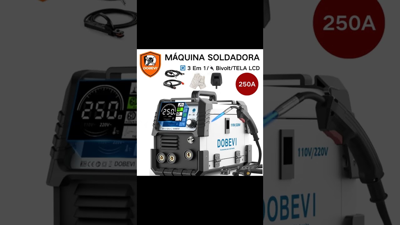 Mquina Solda Inversor IGBT 250a Sem Gs 3 Em 1 Multifuncional 110v220v Dobevi