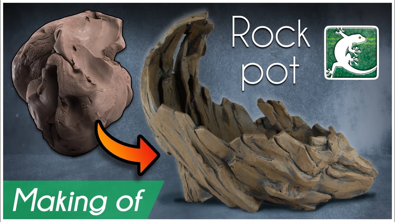 Rock-Shaped Pottery Sculpted in Clay - Timelapse bonsai pot