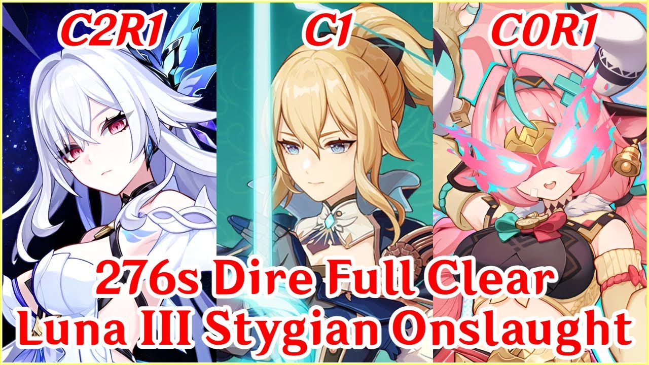 276s Dire Clear! Luna III Stygian Onslaught Difficulty 6 ft Jean Skirk & Varesa | Genshin Impact 6.2