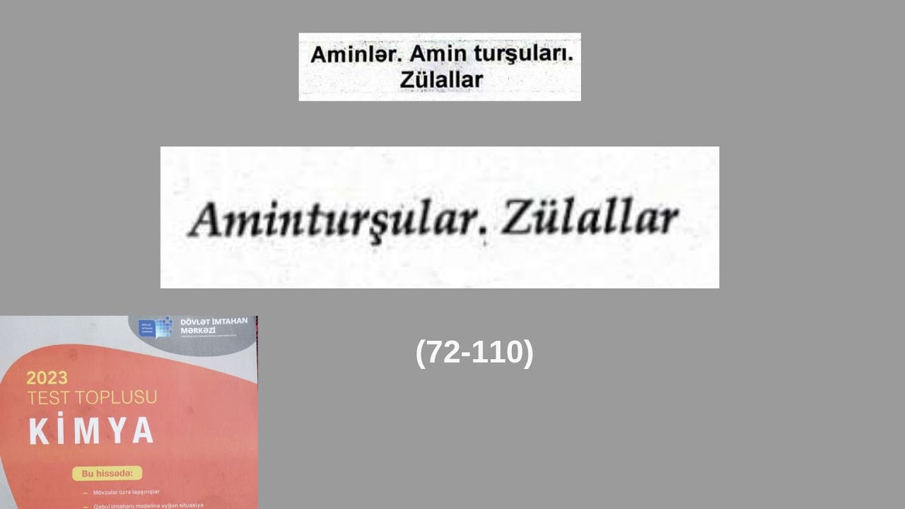 Aminturşular,zülallar(72-110) test toplusu  2023#abituriyent #dim #miq #kimya #kimyahazirliq