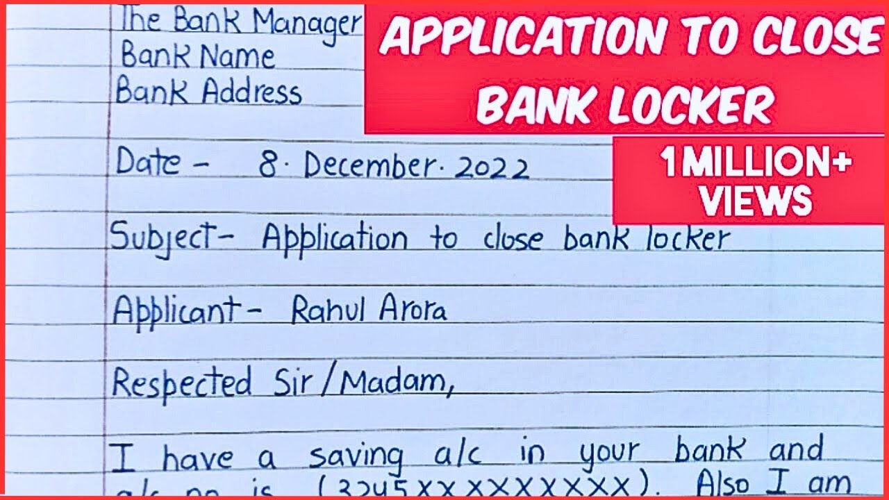Application for closing bank locker #applicationtoclosebanklocker#applicationtobank #application