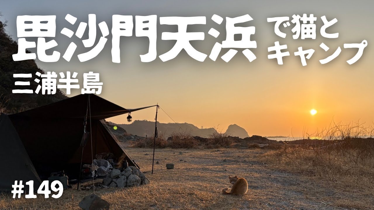 【無料野営地】白浜毘沙門天の浜辺で猫とソロキャンプ… 2025年2月28日〜3月1日 #149 HD 1080p
