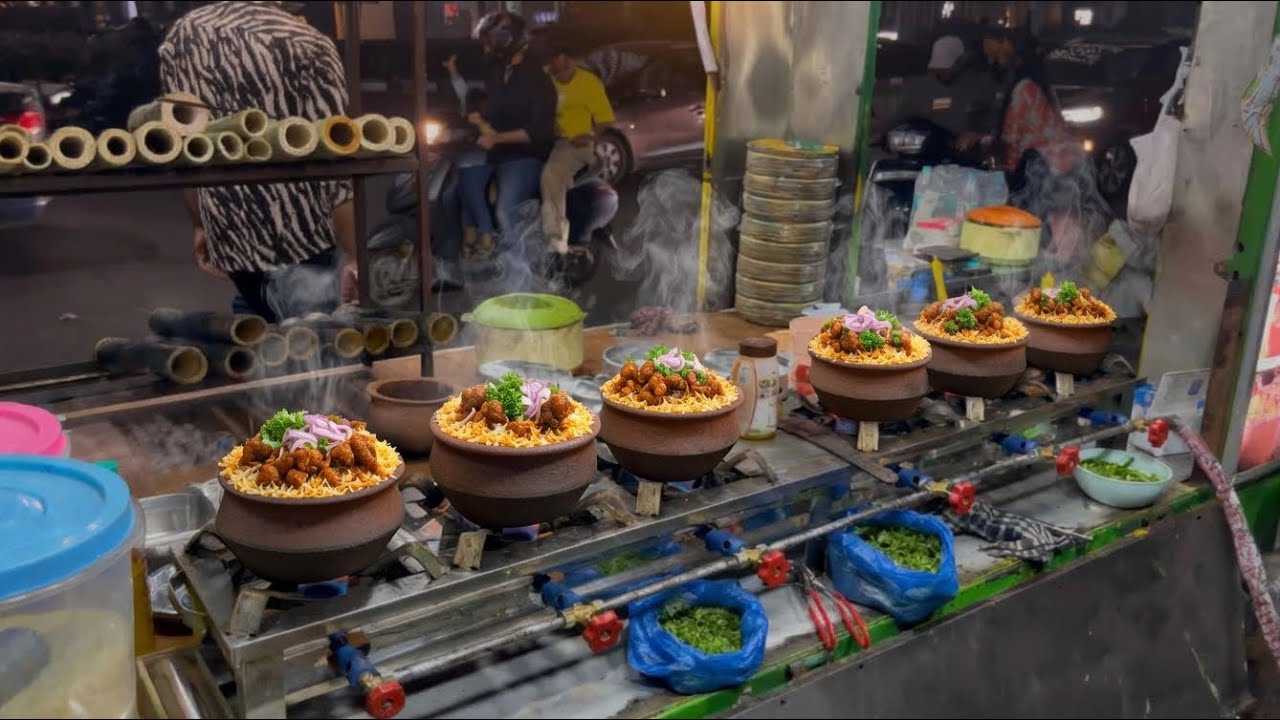 Bamboo Chicken , Pot Biryani making on Street’s of Hyderabad #streetfood #biryanirecipe #cooking 