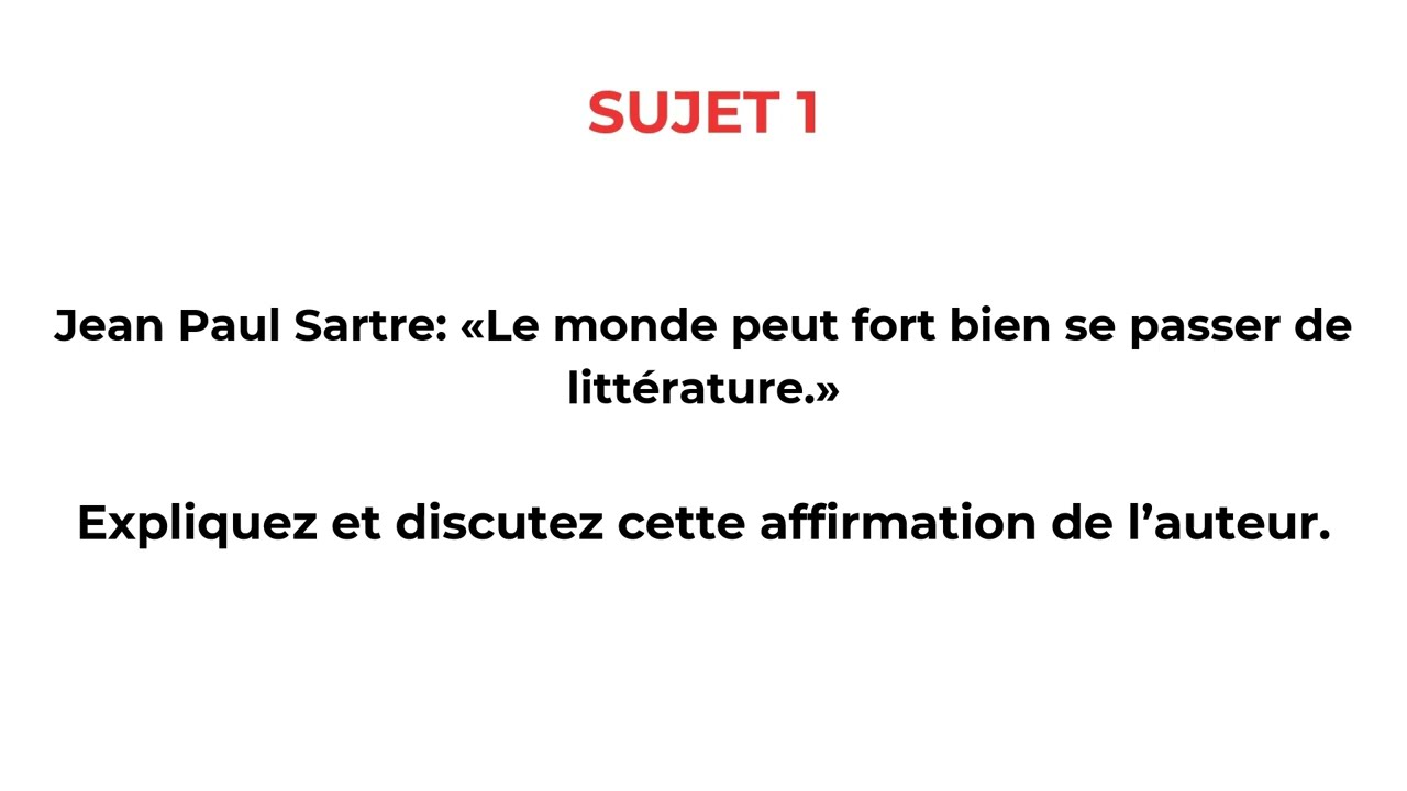 1-Sujets INCONTOURNABLES  pour Réussir la Dissertation Littéraire