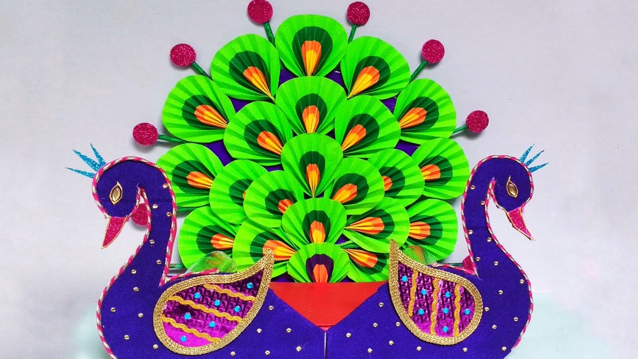 Peacock Ganpati Decoration Ideas | Ganpati Background Decoration | Eco-friendly Ganpati Decoration