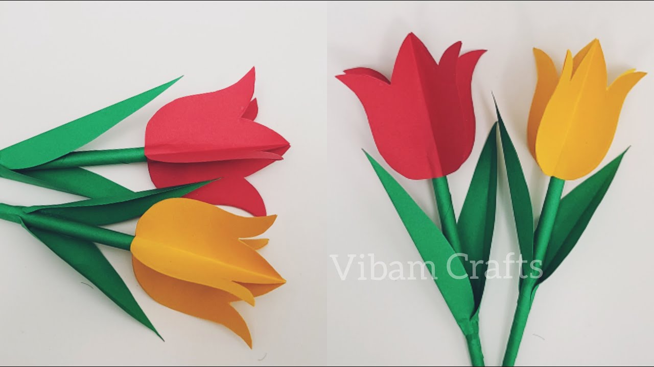 3D Easy Paper Tulip | DIY Paper Flowers | Easy Flower making