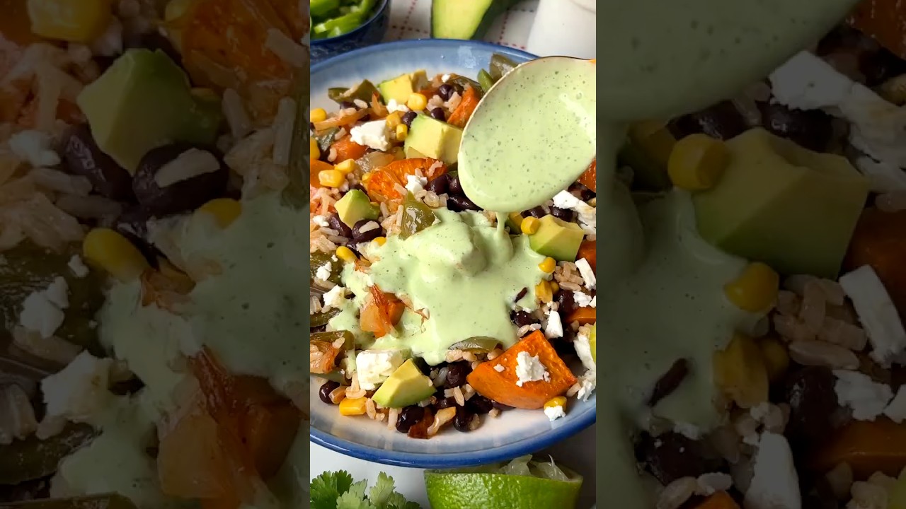 Black Bean Rice Bowl with Greek Yogurt Lime Dressing