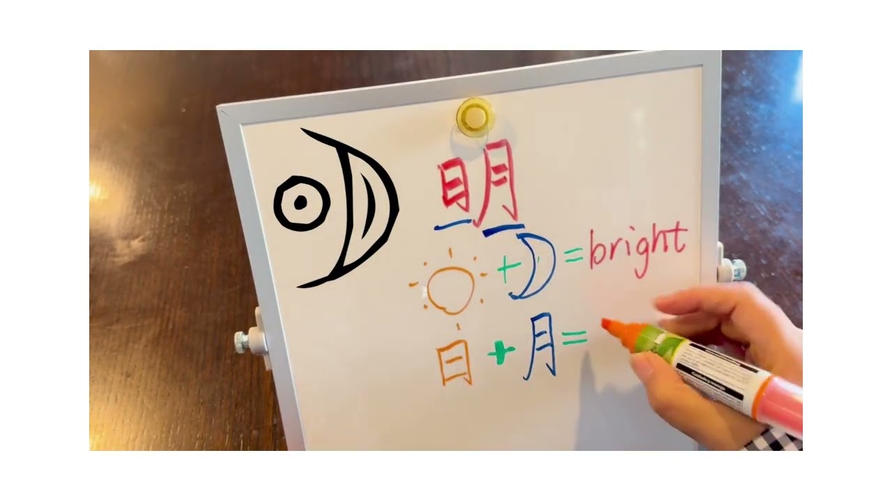 Title: 写写画画学汉字: 明，日，月，天 | 明 (Sun + Moon = Bright) | Easy Mandarin Writing