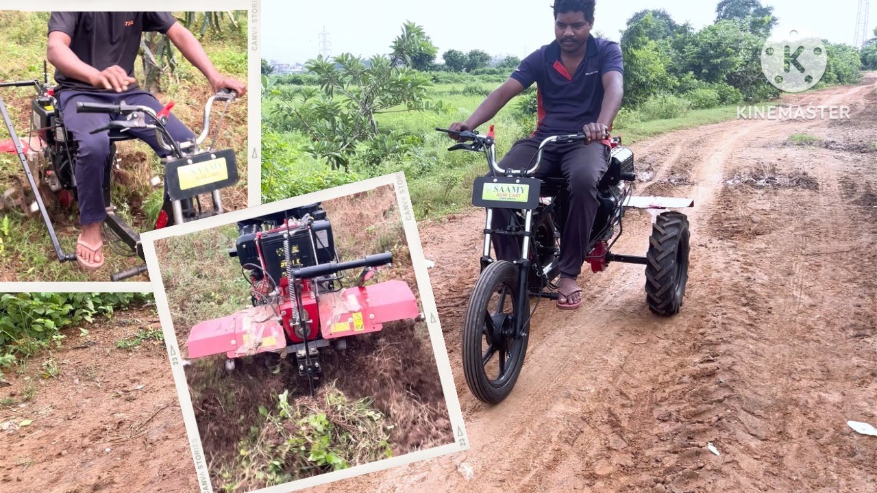 Saamy bike type 9hp diesel self start power weeder |బైక్ టైప్ పవర్ వీడర్ 9hp డిసల్ సెల్ఫ్ స్టార్ట్