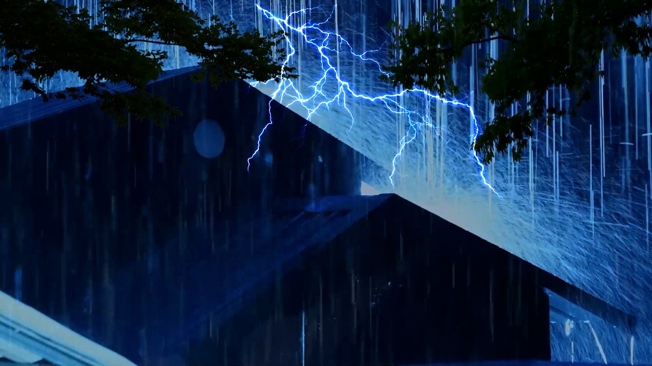 Powerful Heavy Rain and Rolling Thunder on Tin Roof 🌙 Deep Sleep Rain Sounds at Night