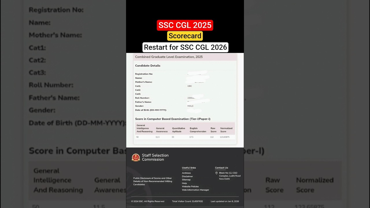 ssc cgl 2025 scorecard |ssc cgl 2025 marks |ssc cgl 2026 #sscscore87 #shorts #cgl2026 #cgl #2026