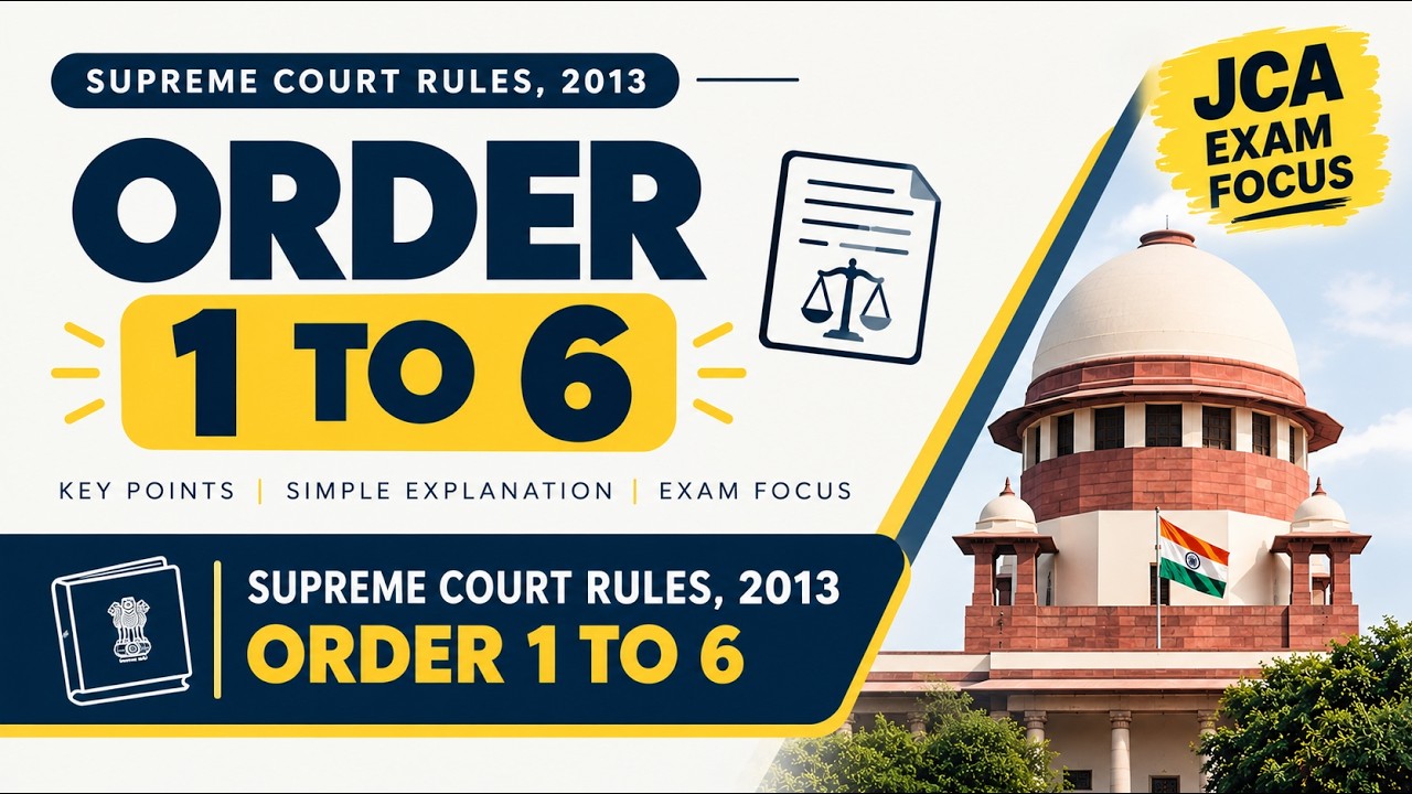 Supreme Court Rules 2013 | Part I Order 1 to 6 Explained | JCA Exam Preparation