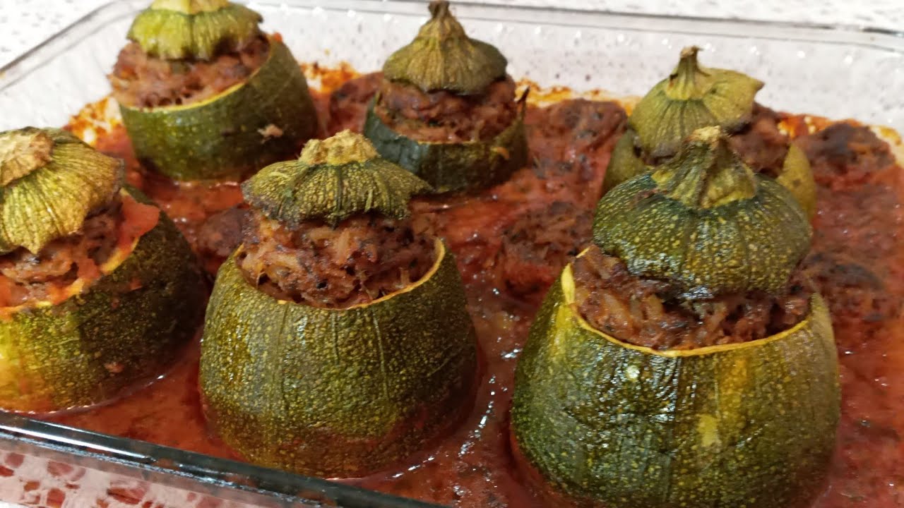 قرع الأخضر (الكرعة) محشو بالكفتة  بطريقة سهلة