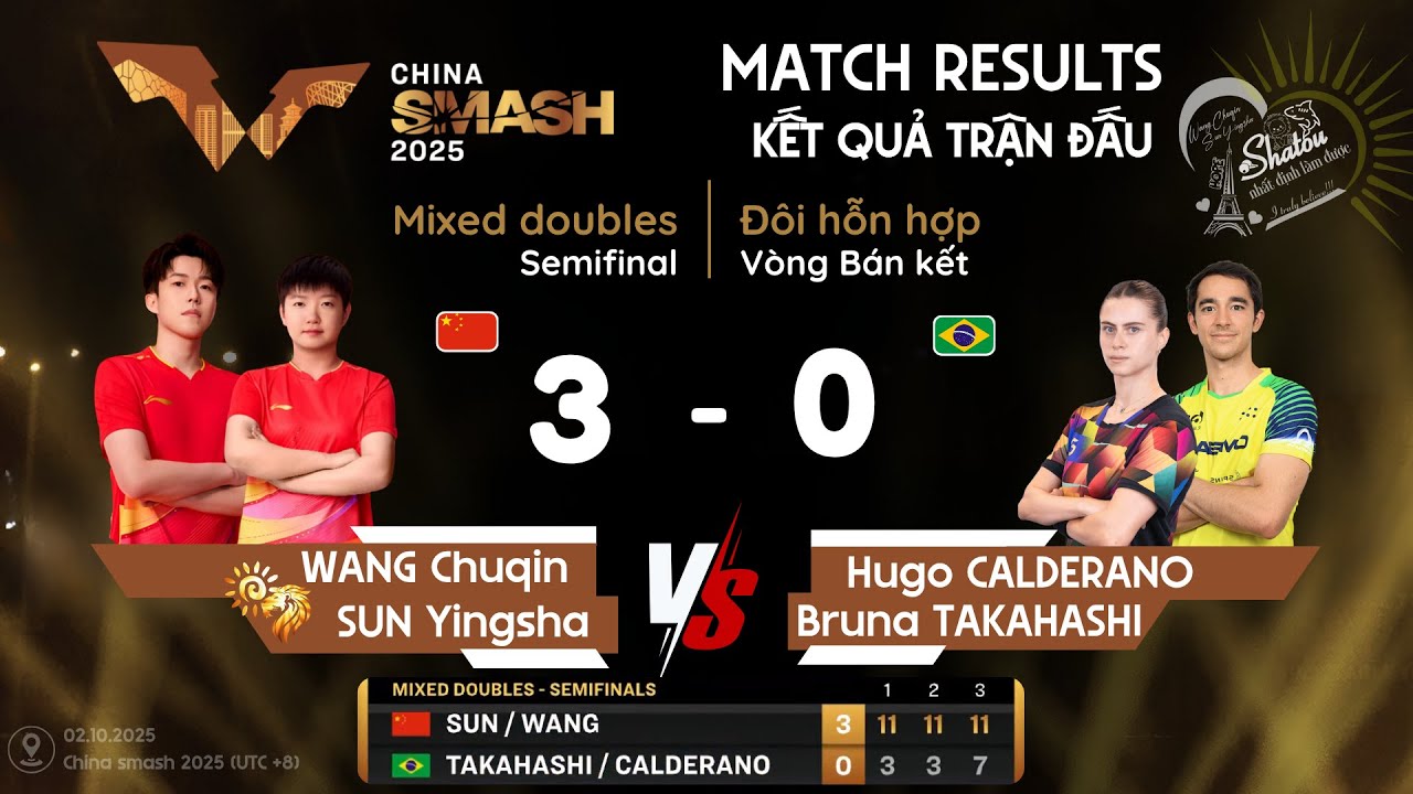 2025 - CHINA SMASH - XD - SF - WANG Chuqin/SUN Yingsha & CALDERANO/TAKAHASHI (02.10.2025)