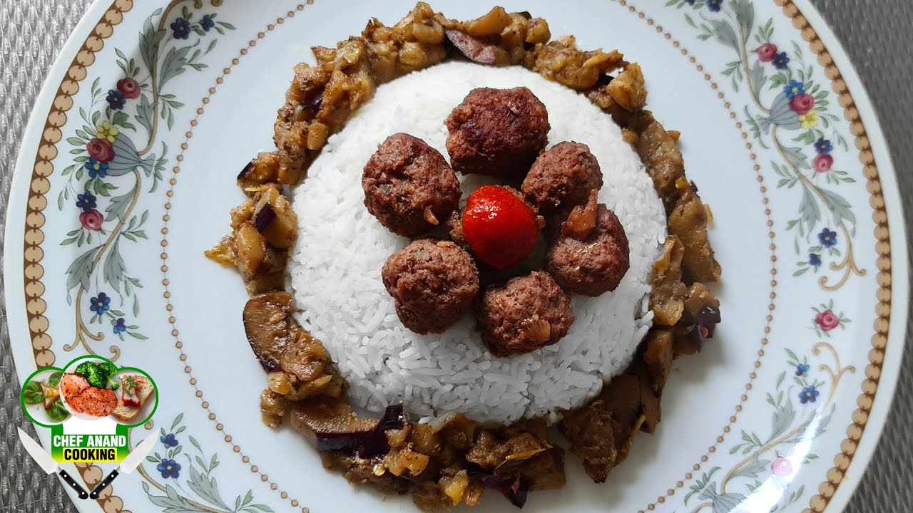 SURINAAMSE GEHAKTBAL MET AUBERGINE GERECHT