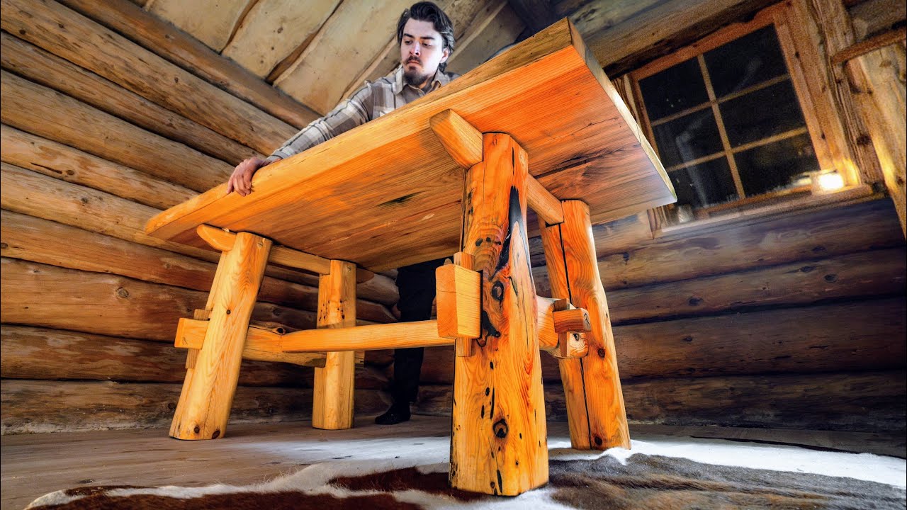 Massive! Log Cabin Table Build - Only Hand Tools