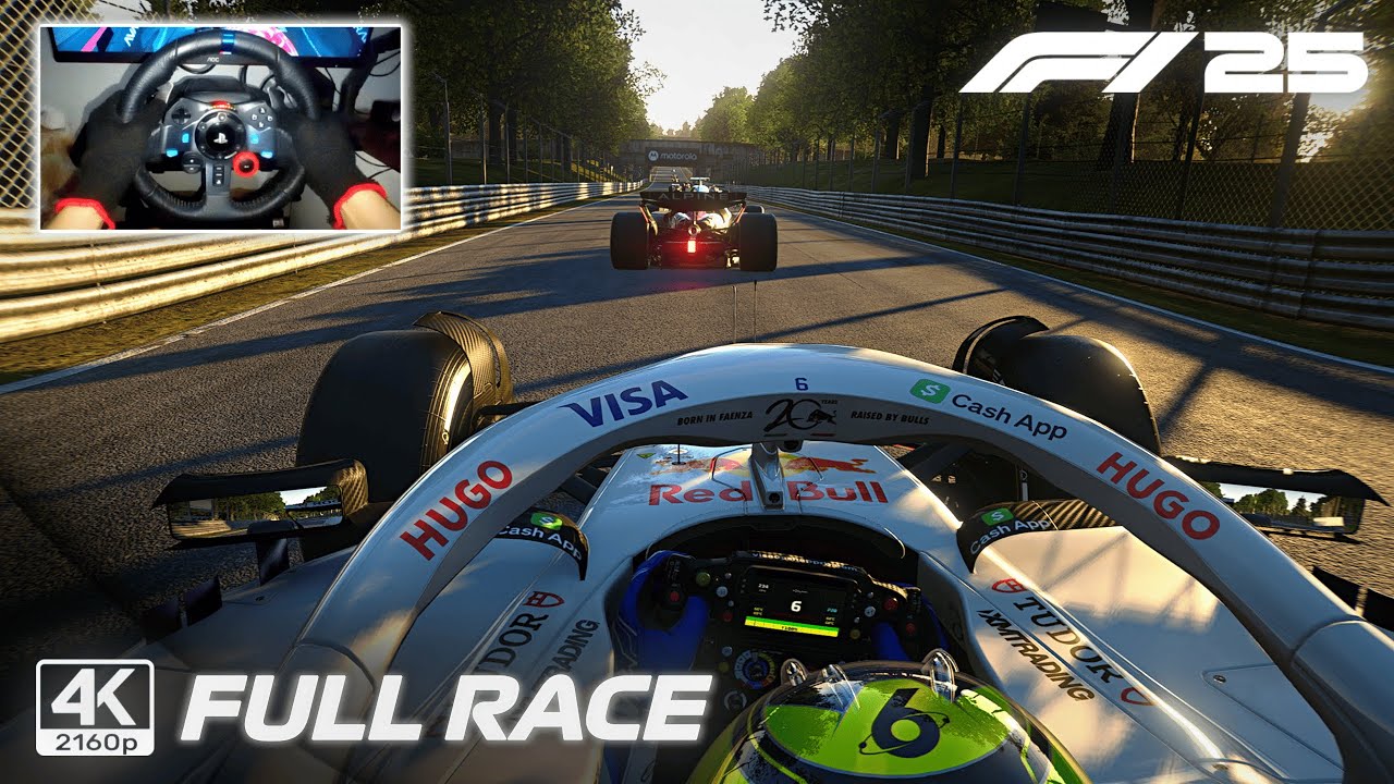 F1 25 Ultra Realistic by Isack Hadjar – Sunset Full Race 2025 Italian GP | G29 Steering Wheel