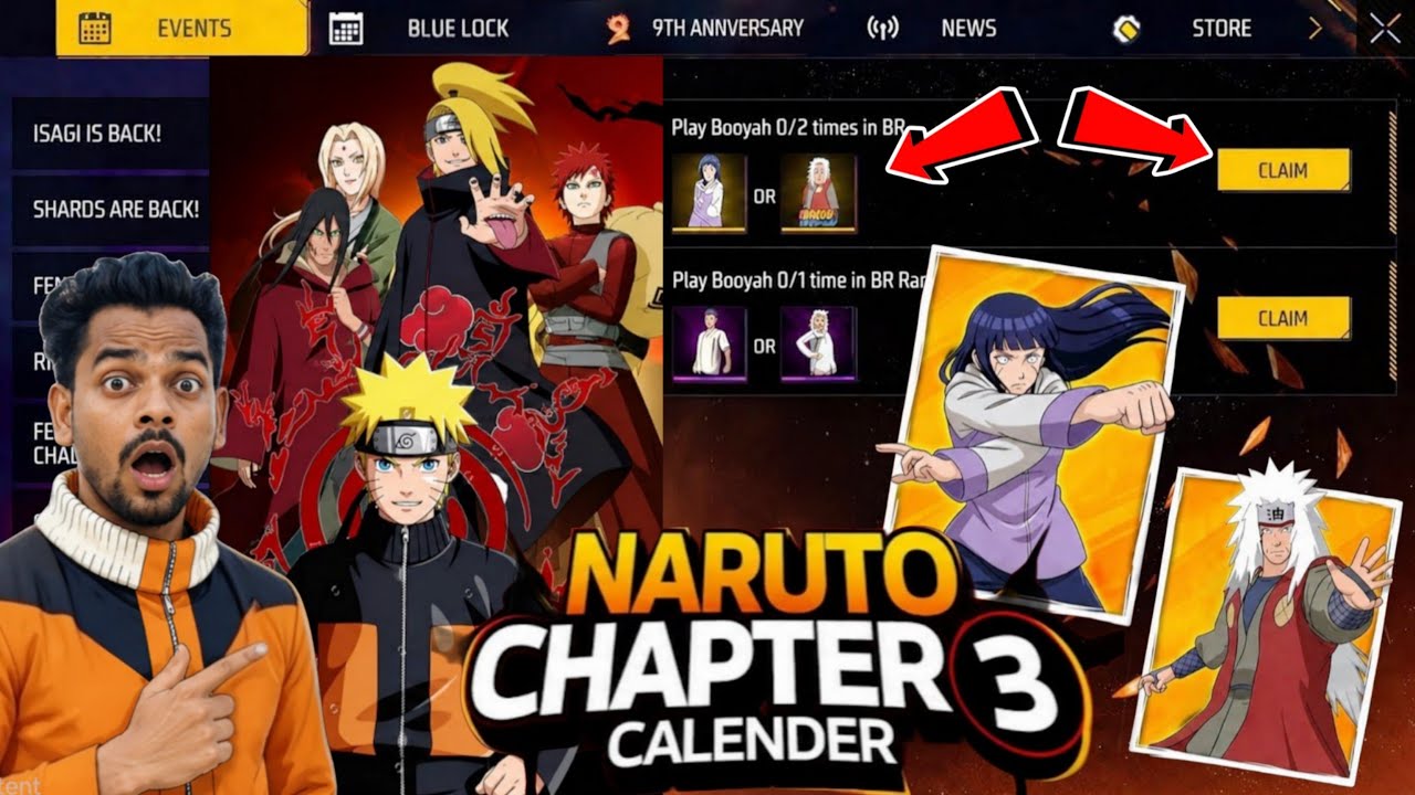 How To Get Free Bundles 😲 | Naruto Chapter 3 Event Free Fire | Free Fire Naruto Event🔥  #narutoevent