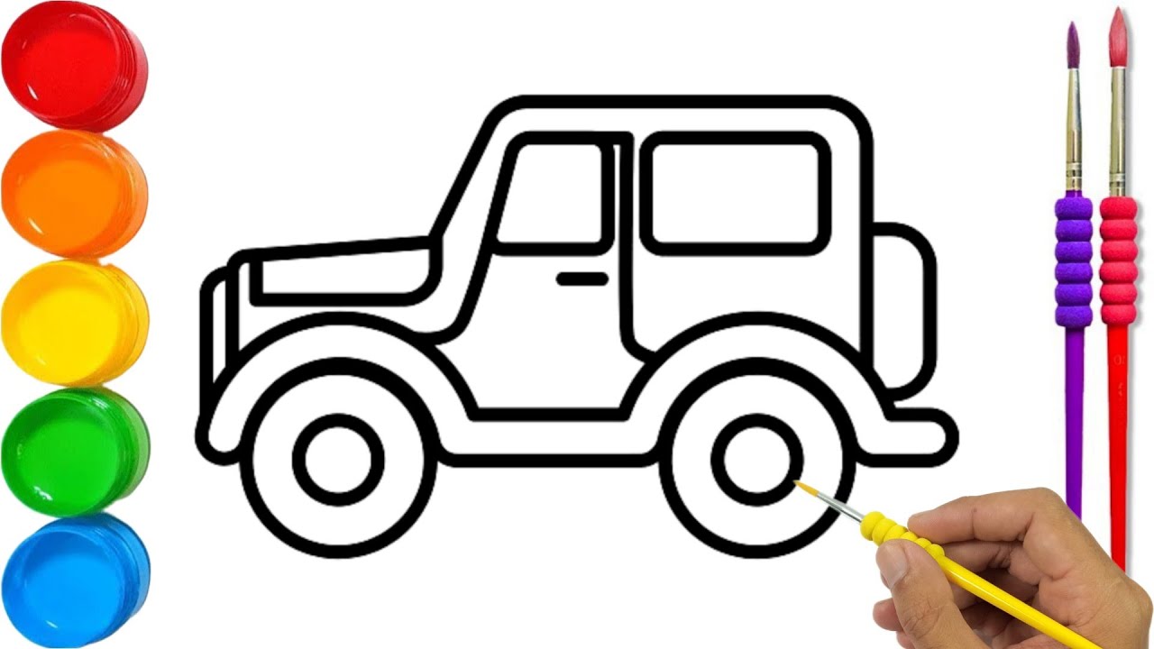 how to draw a jeep for beginners