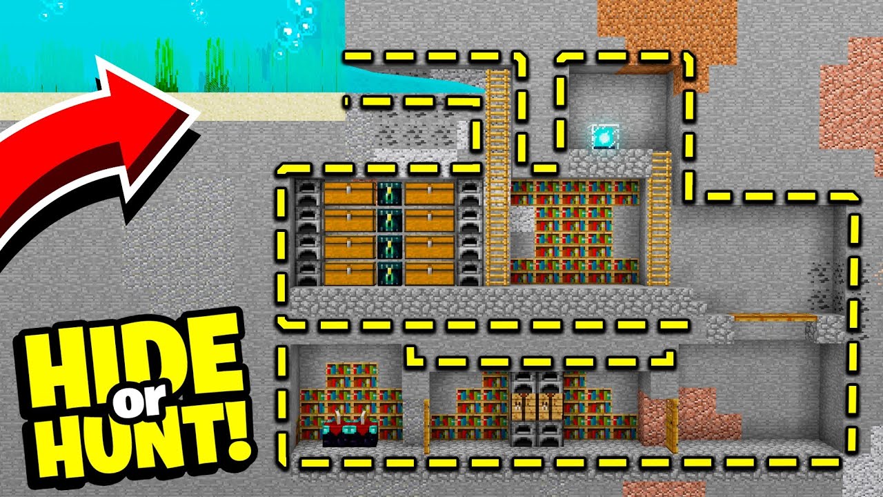 we made SECRET Minecraft under water base! - Hide Or Hunt #1