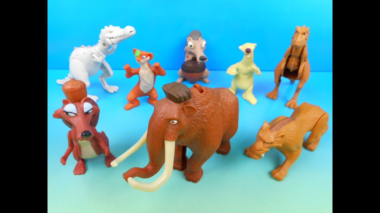2009 ICE AGE 3 DAWN OF THE DINOSAURS SET OF 8 McDONALD'S HAPPY MEAL MOVIE COLLECTIBLES VIDEO REVIEW