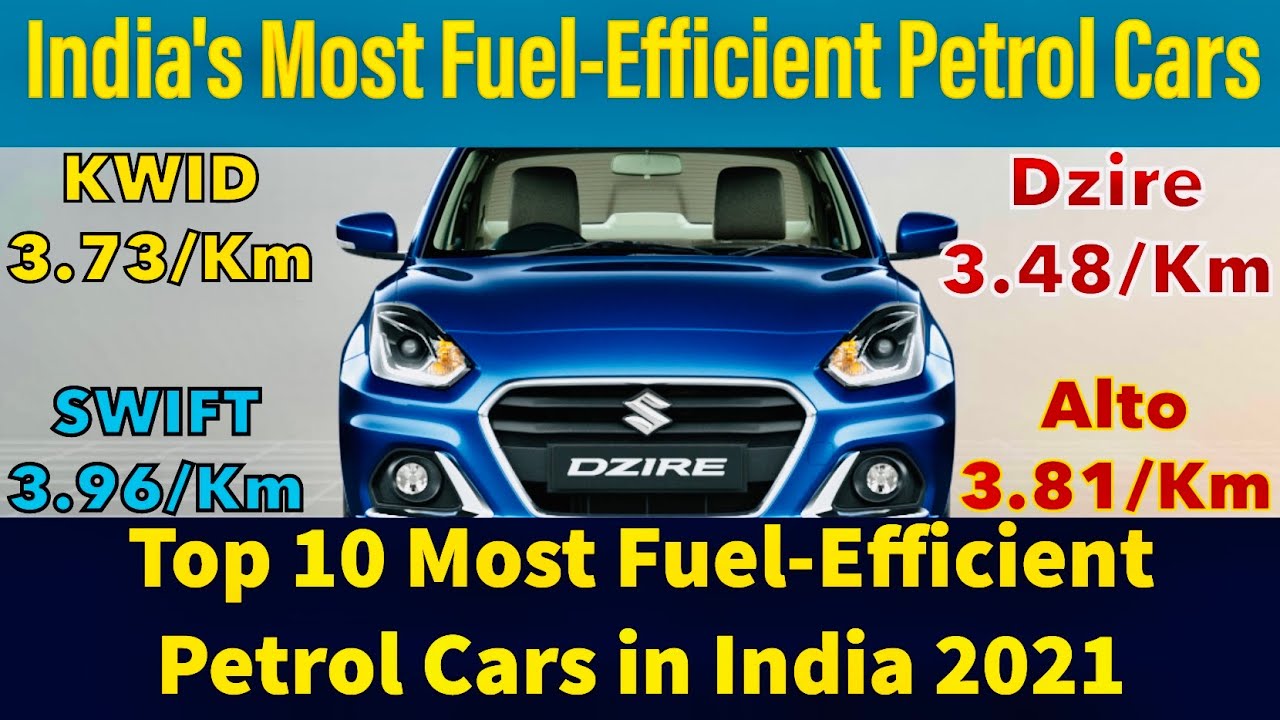 India's 10 Most Fuel-Efficient Cars |most fuel-efficient petrol cars|Best mileage car in India 2021|