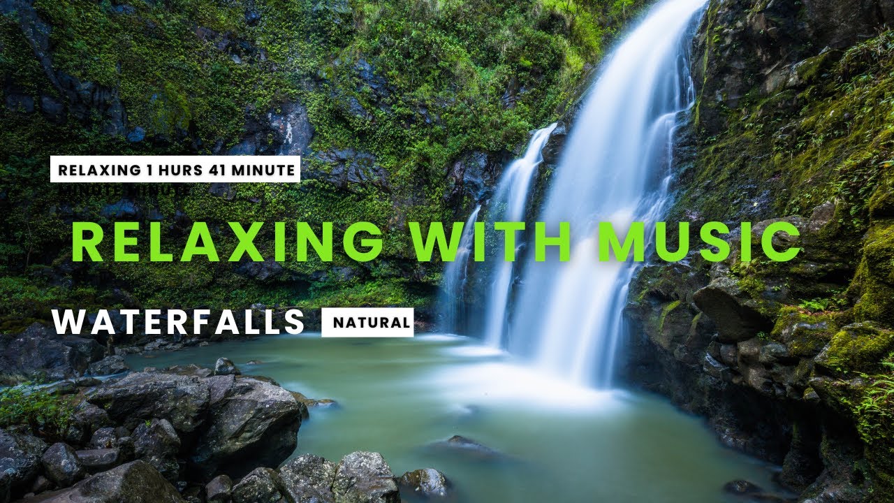 Relaxing Waterfall with music | Natural Ambience for Sleep & Relaxation (1H 40M)