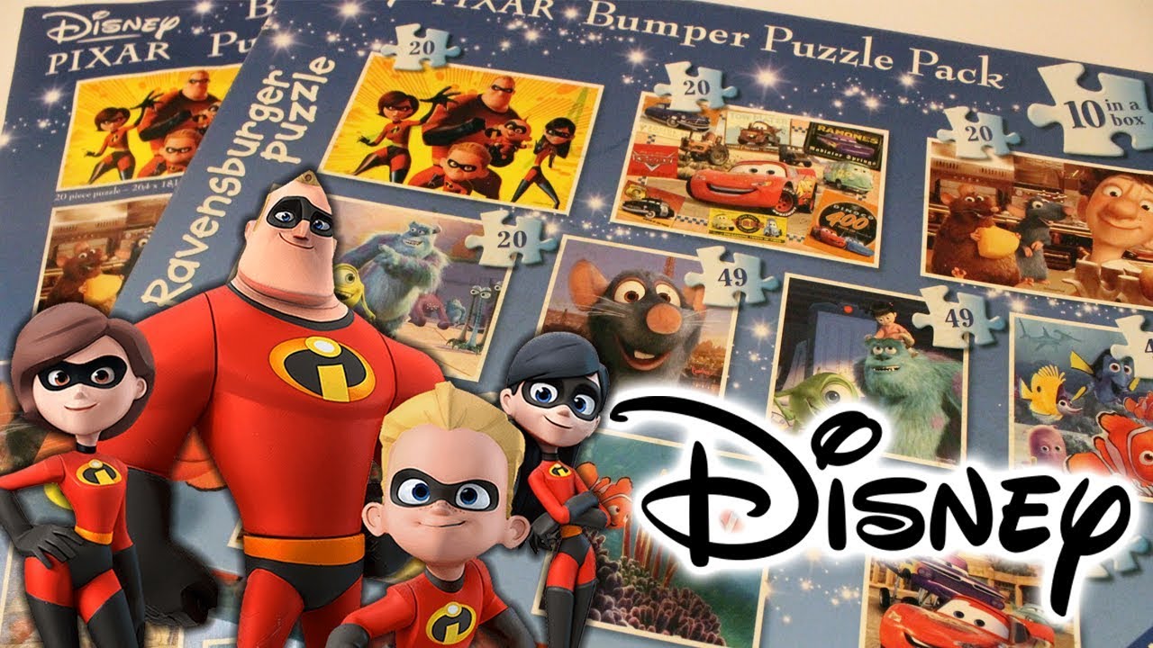 DISNEY PIXAR 10 PUZZLE SET BUILD | Kids Watch and Learn Puzzles