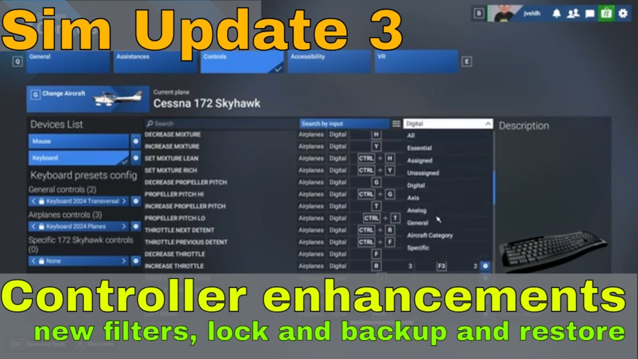 MSFS Sim Update 3: New Filters, Lock Configuration, and Back Up & Restore your controller settings
