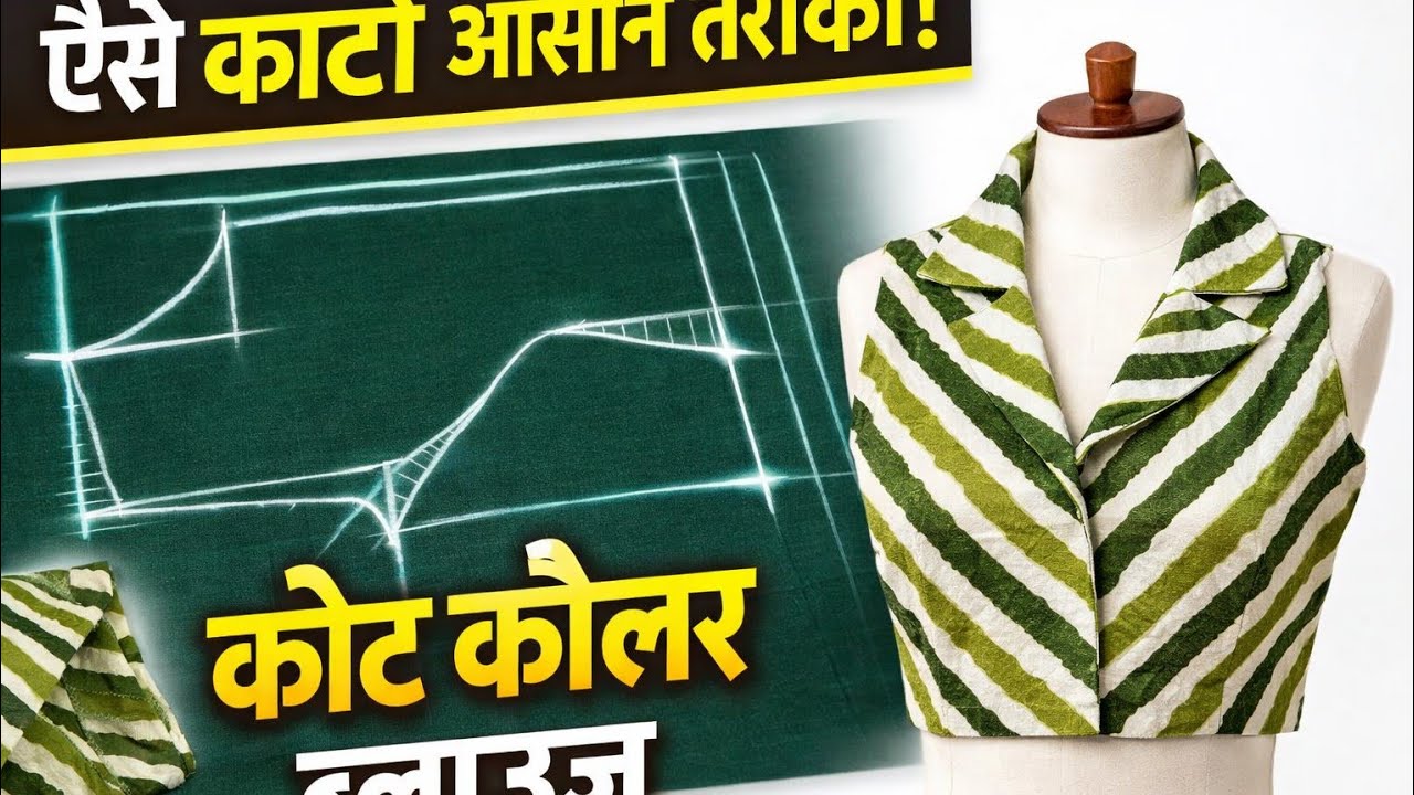 कोट कॉलर कट स्लीप आसान तरीके से | Perfect Coat Collar Cutting & Stitching Hindi में