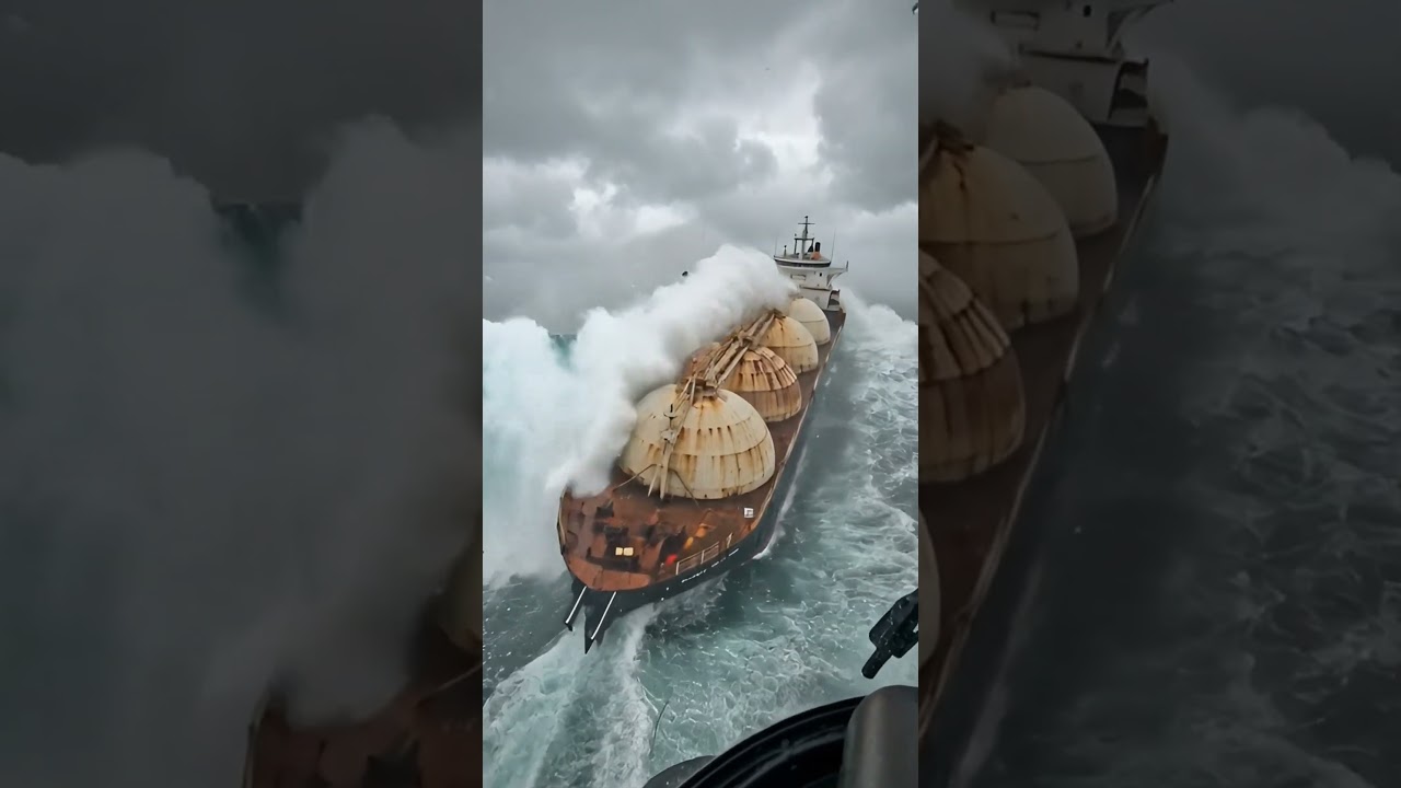 Wave SLAMS LNG Tanker! 🌊🚢 #roguewave