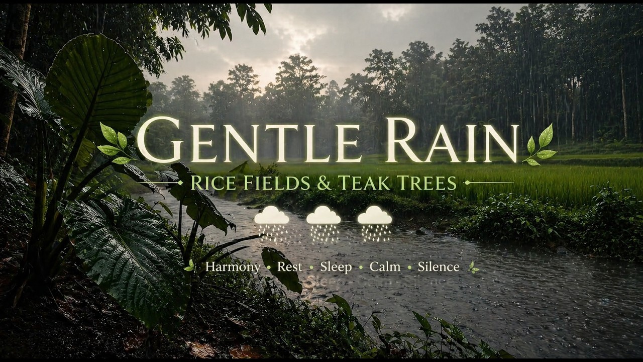 🌧️ Rain ASMR in Peaceful Rice Fields | Flowing Water & Calming Nature Sounds