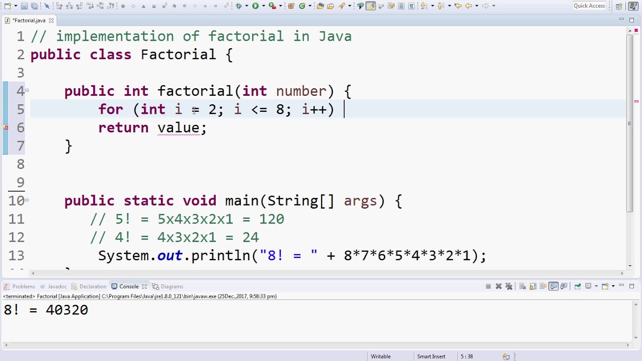 Java Factorial Function