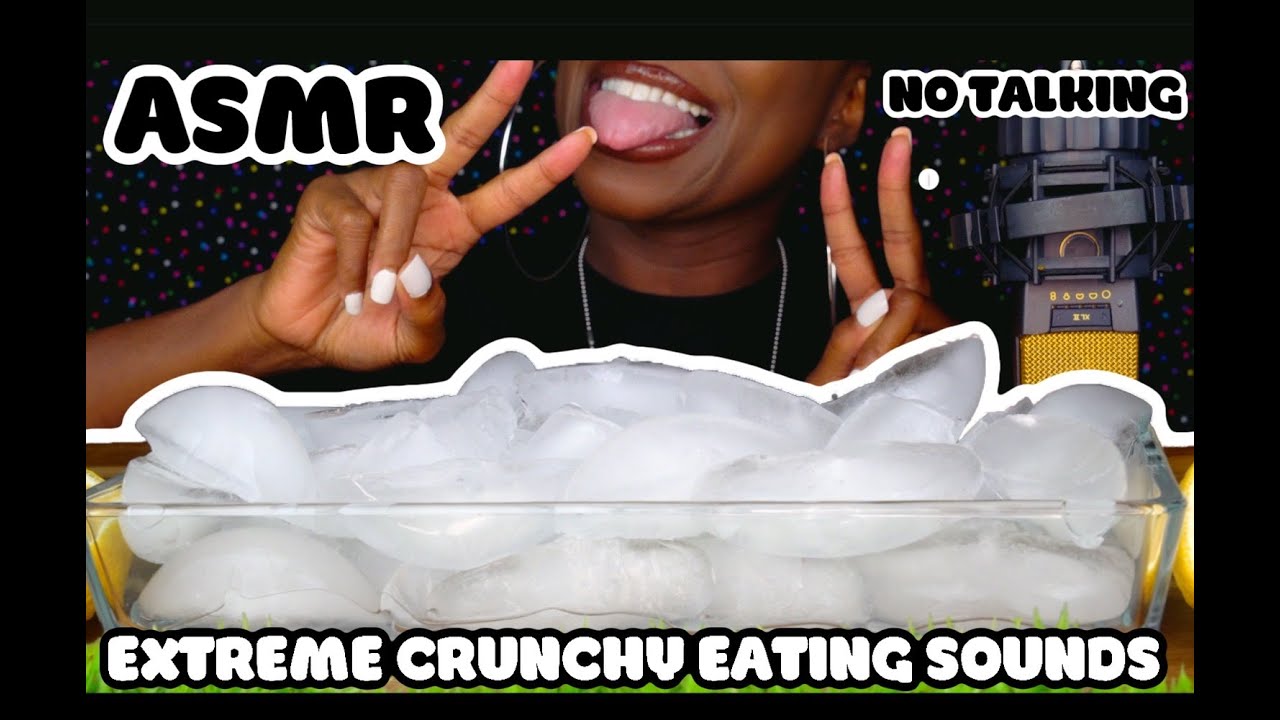 EATING CRUNCHY MELTED HALF MOON ICE..! (ASMR) *NO TALKING