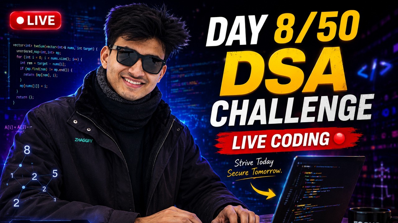 Day 8 of DSA 50 Days 🔥| After a Long break | Coding till Placed | Live Coding + Placement Grind