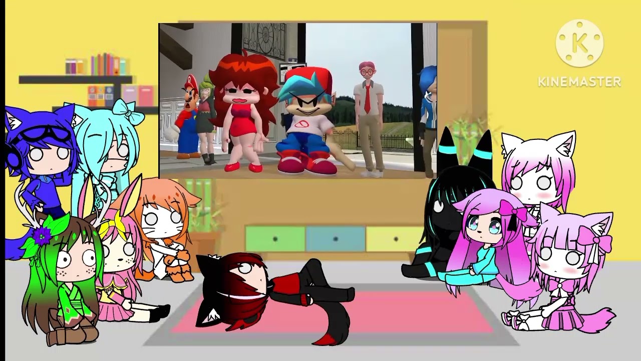 my people react to if Mario was in fnf 2 #gachaclub #reaction