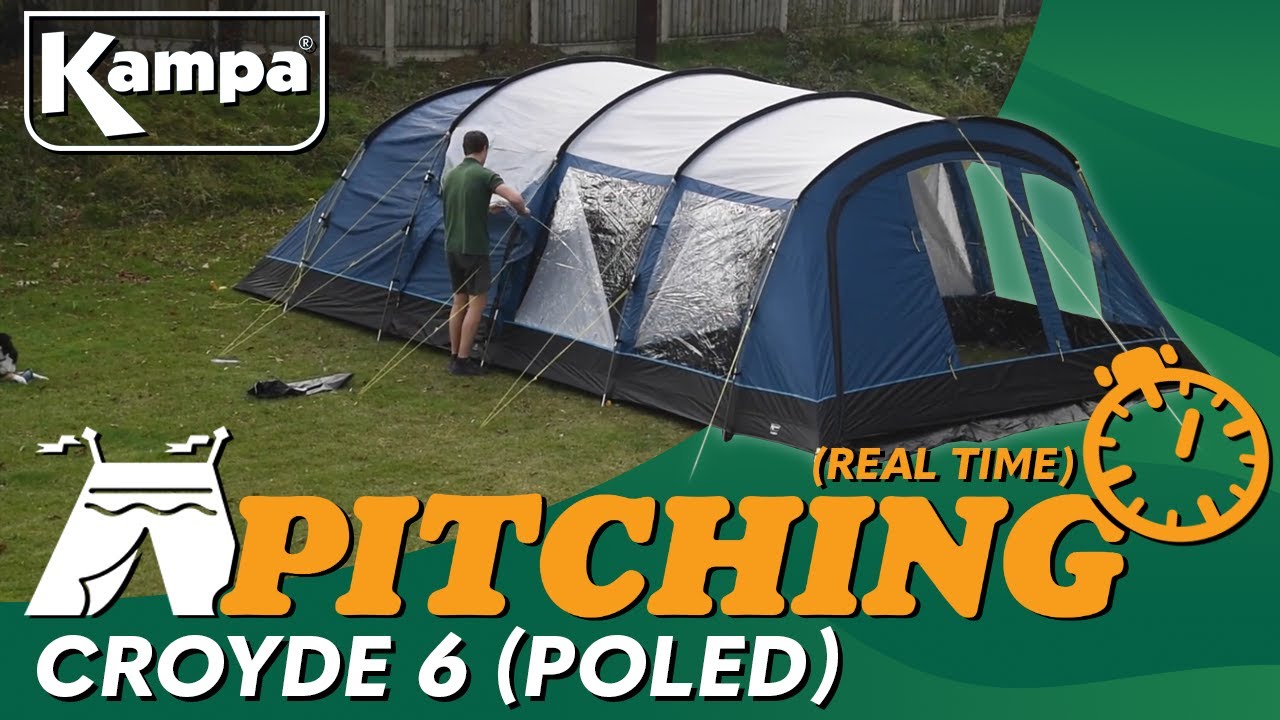 Kampa Croyde 6 (Poled) Tent Pitching & Packing Video (Real Time)