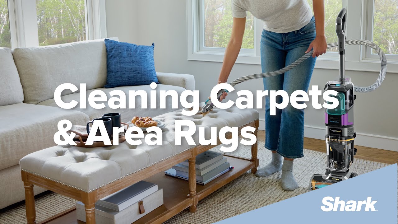 Cleaning carpets and area rugs with your new Shark® CarpetXpert™ HairPro® Pet with StainStriker™