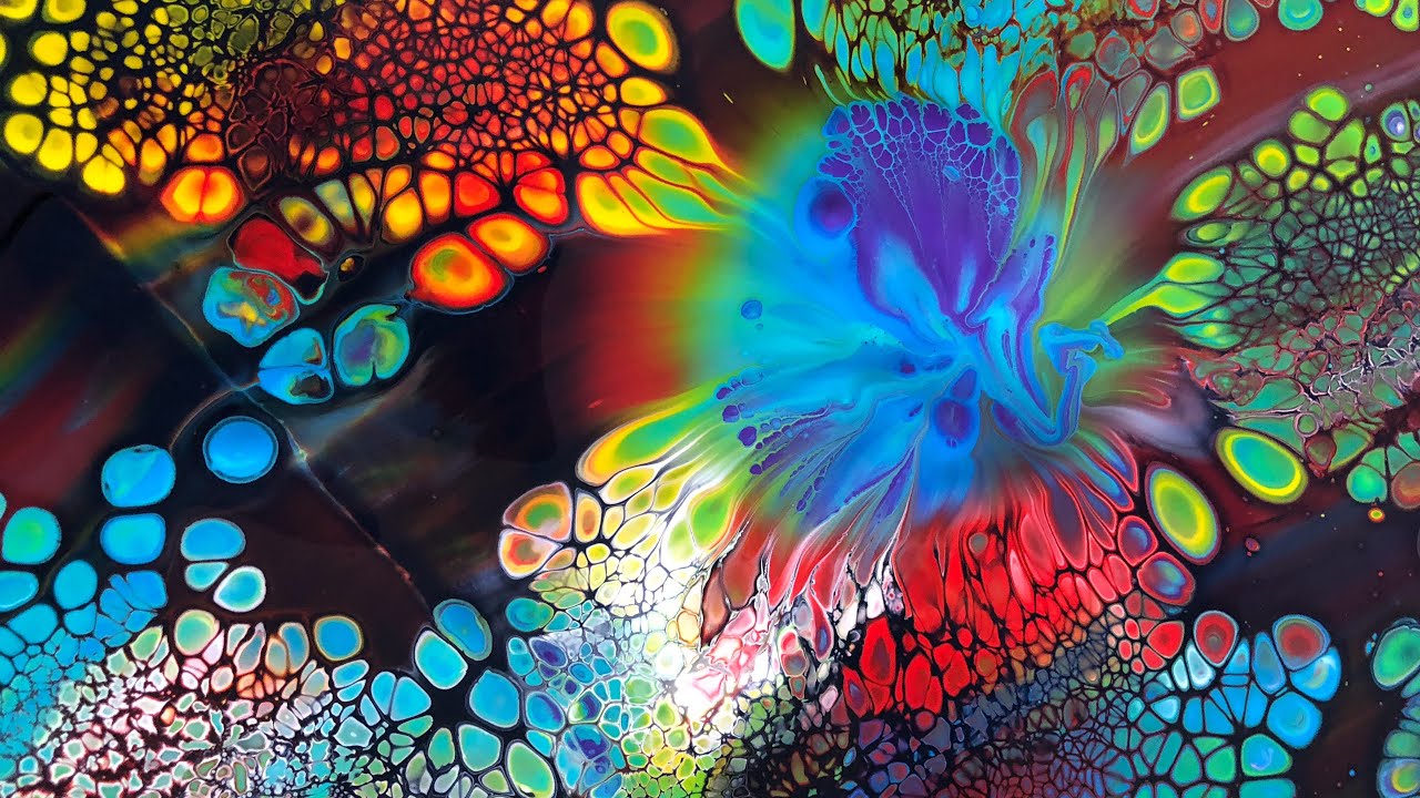 Acrylic pouring: stunning spring pour with a twist, diagonal swipe amazing results